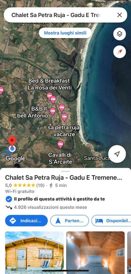 Chalet Sa Petra Ruja - Gadu E Tremene Siniscola Exteriér fotografie